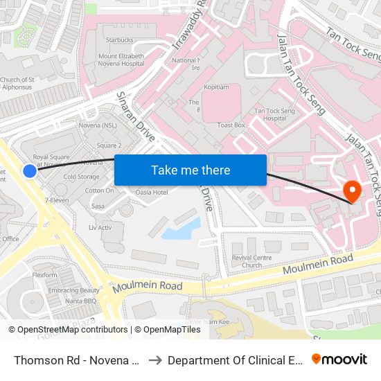 Thomson Rd - Novena Stn (50038) to Department Of Clinical Epidemiology map