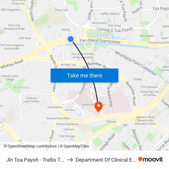 Jln Toa Payoh - Trellis Twrs (52071) to Department Of Clinical Epidemiology map