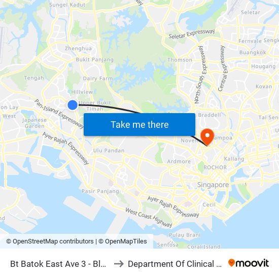 Bt Batok East Ave 3 - Blk 283 (43189) to Department Of Clinical Epidemiology map