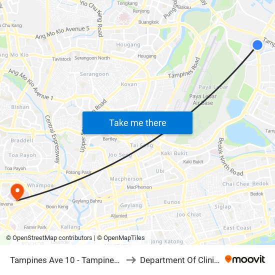 Tampines Ave 10 - Tampines Wafer Fab Pk (75351) to Department Of Clinical Epidemiology map