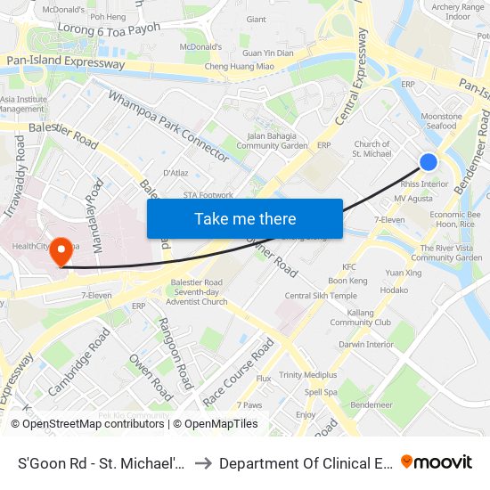 S'Goon Rd - St. Michael's Pl (60161) to Department Of Clinical Epidemiology map