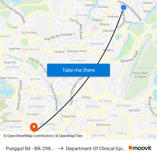 Punggol Rd - Blk 298a (65061) to Department Of Clinical Epidemiology map