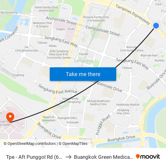 Tpe -  Aft Punggol Rd (65199) to Buangkok Green Medical Park map