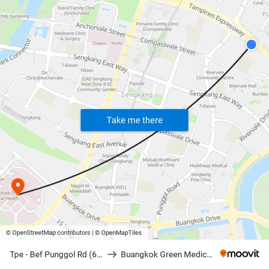 Tpe -  Bef Punggol Rd (65191) to Buangkok Green Medical Park map
