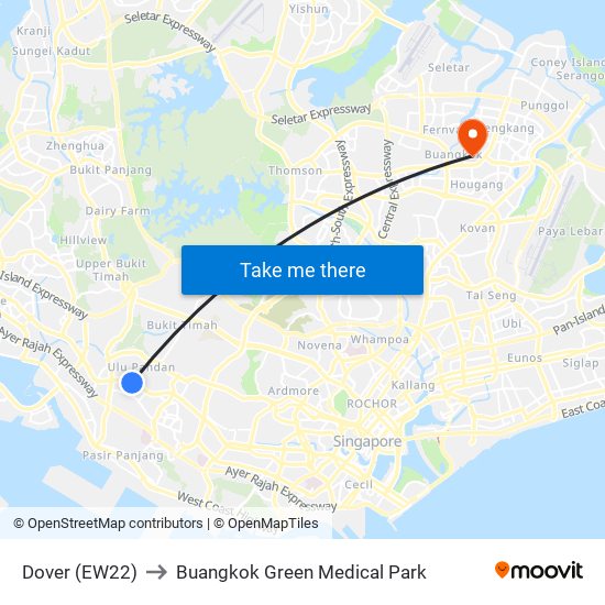 Dover (EW22) to Buangkok Green Medical Park map
