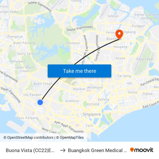 Buona Vista (CC22|EW21) to Buangkok Green Medical Park map