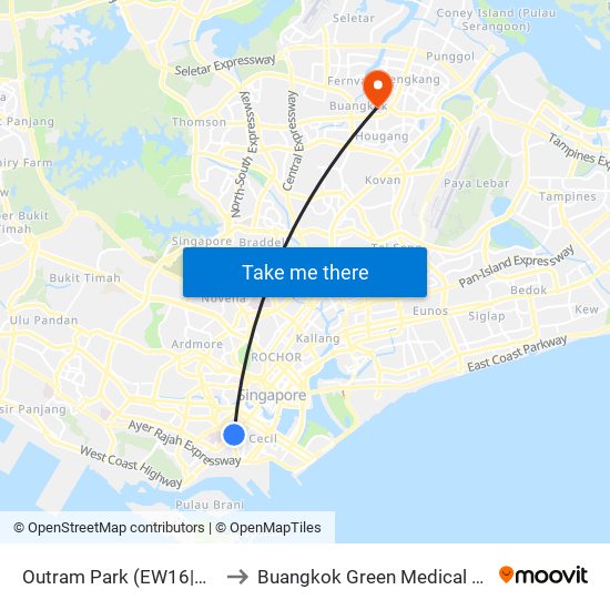 Outram Park (EW16|NE3) to Buangkok Green Medical Park map