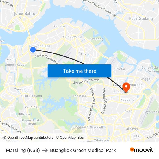 Marsiling (NS8) to Buangkok Green Medical Park map