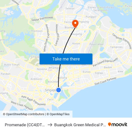 Promenade (CC4|DT15) to Buangkok Green Medical Park map