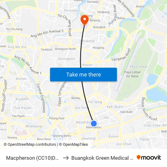 Macpherson (CC10|DT26) to Buangkok Green Medical Park map