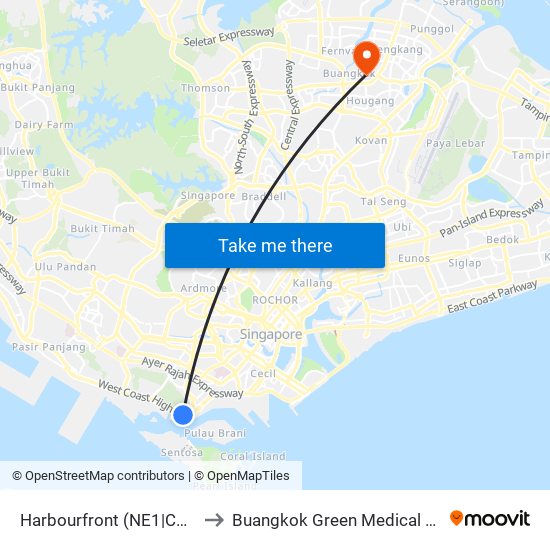 Harbourfront (NE1|CC29) to Buangkok Green Medical Park map
