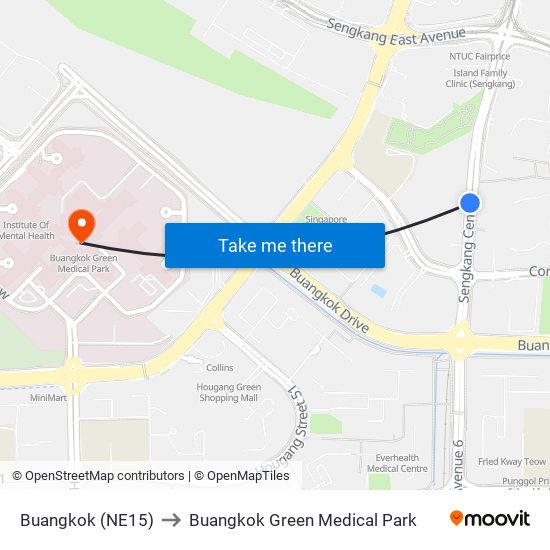 Buangkok (NE15) to Buangkok Green Medical Park map