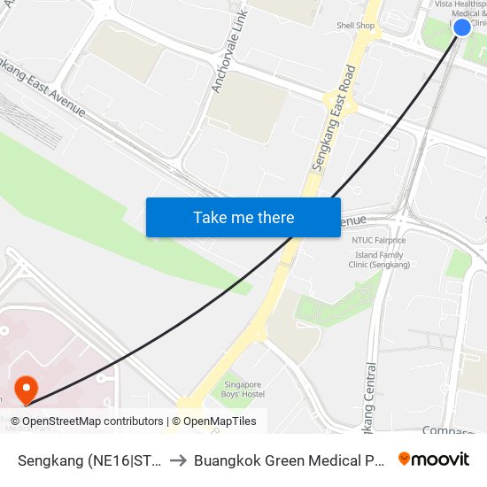 Sengkang (NE16|STC) to Buangkok Green Medical Park map