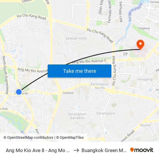 Ang Mo Kio Ave 8 - Ang Mo Kio Int (54009) to Buangkok Green Medical Park map