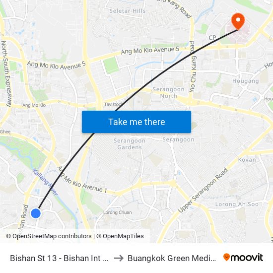 Bishan St 13 - Bishan Int (53009) to Buangkok Green Medical Park map