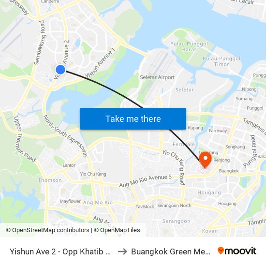 Yishun Ave 2 - Opp Khatib Stn (59049) to Buangkok Green Medical Park map