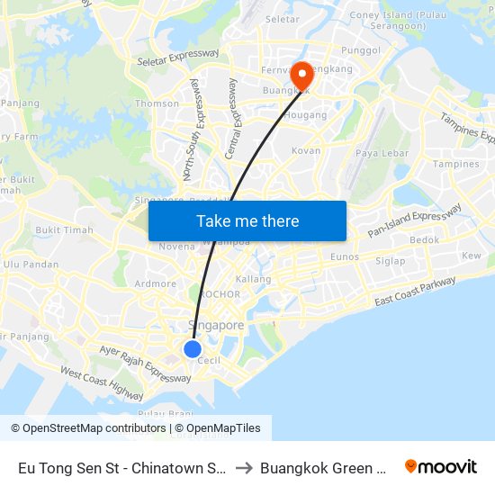 Eu Tong Sen St - Chinatown Stn Exit C (05013) to Buangkok Green Medical Park map