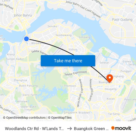 Woodlands Ctr Rd - W'Lands Train Checkpt (46069) to Buangkok Green Medical Park map