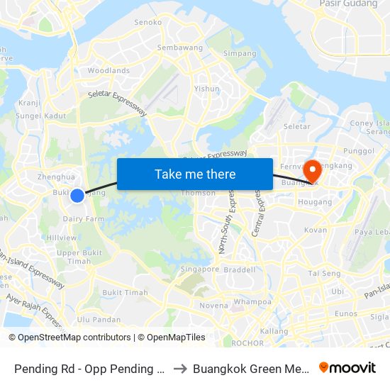 Pending Rd - Opp Pending Stn (44221) to Buangkok Green Medical Park map