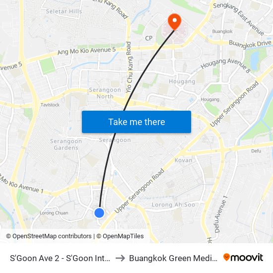 S'Goon Ave 2 - S'Goon Int (66009) to Buangkok Green Medical Park map