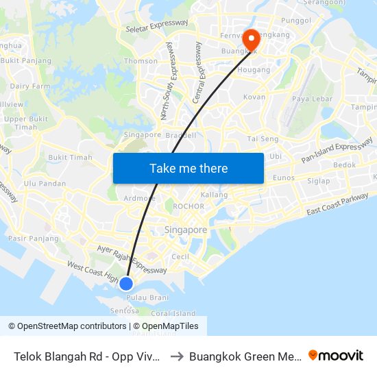 Telok Blangah Rd - Opp Vivocity (14119) to Buangkok Green Medical Park map