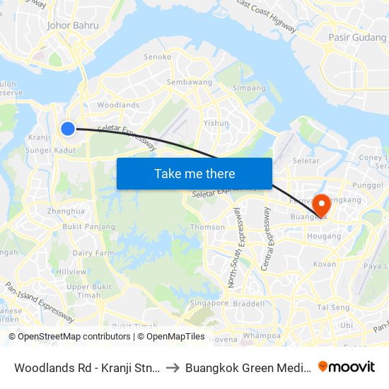 Woodlands Rd - Kranji Stn (45139) to Buangkok Green Medical Park map