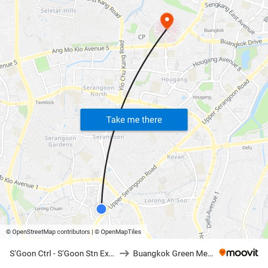 S'Goon Ctrl - S'Goon Stn Exit E (66351) to Buangkok Green Medical Park map