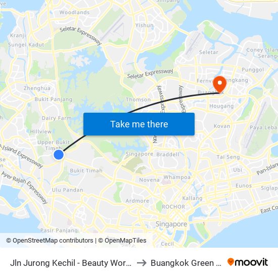 Jln Jurong Kechil - Beauty World Stn Exit C (42151) to Buangkok Green Medical Park map