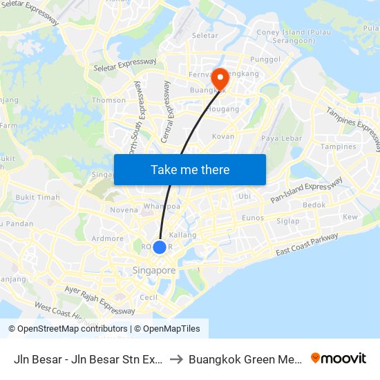 Jln Besar - Jln Besar Stn Exit A (07529) to Buangkok Green Medical Park map