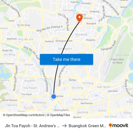 Jln Toa Payoh - St. Andrew's Village (60081) to Buangkok Green Medical Park map