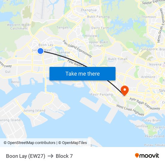 Boon Lay (EW27) to Block 7 map