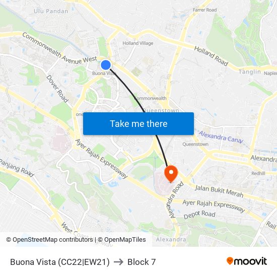 Buona Vista (CC22|EW21) to Block 7 map