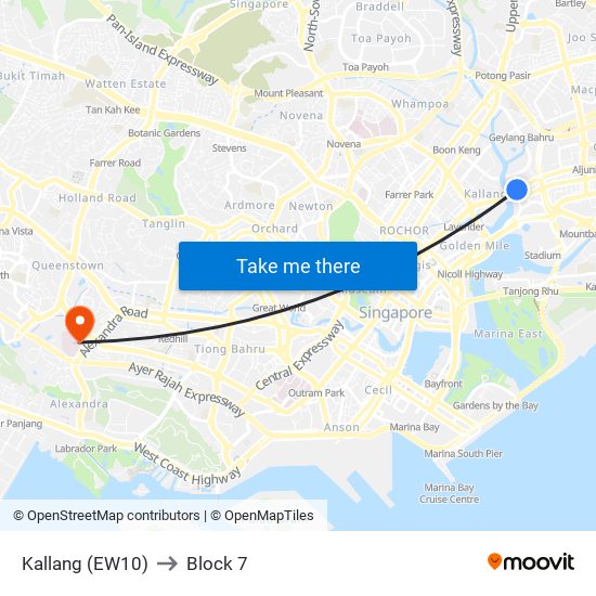 Kallang (EW10) to Block 7 map