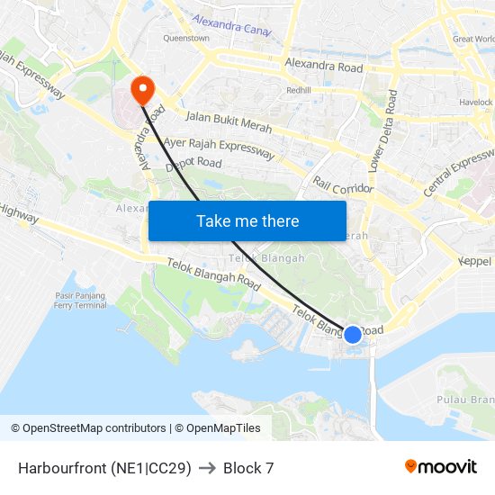 Harbourfront (NE1|CC29) to Block 7 map