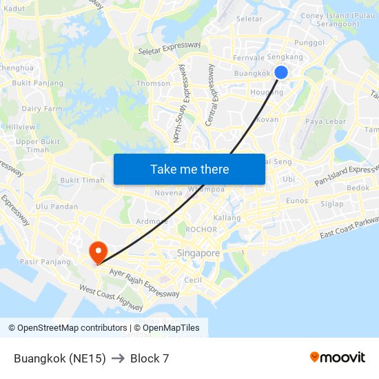 Buangkok (NE15) to Block 7 map