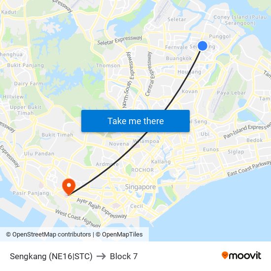 Sengkang (NE16|STC) to Block 7 map