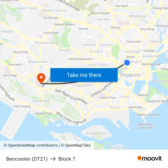 Bencoolen (DT21) to Block 7 map