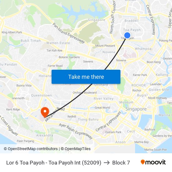 Lor 6 Toa Payoh - Toa Payoh Int (52009) to Block 7 map