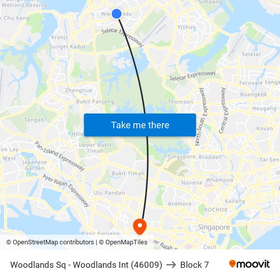 Woodlands Sq - Woodlands Int (46009) to Block 7 map