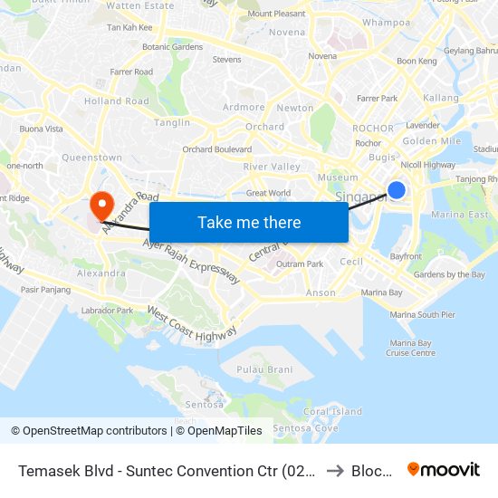 Temasek Blvd - Suntec Convention Ctr (02151) to Block 7 map