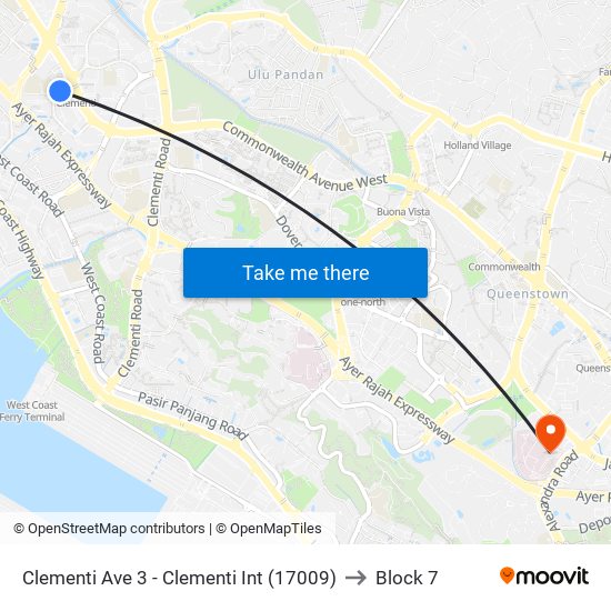 Clementi Ave 3 - Clementi Int (17009) to Block 7 map