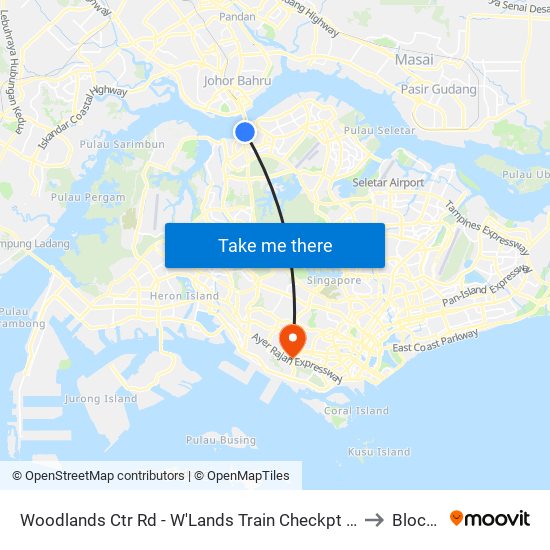 Woodlands Ctr Rd - W'Lands Train Checkpt (46069) to Block 7 map