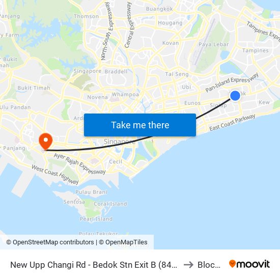 New Upp Changi Rd - Bedok Stn Exit B (84031) to Block 7 map