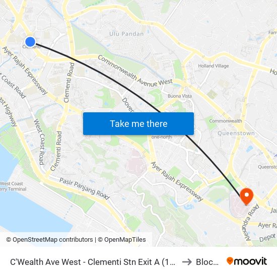 C'Wealth Ave West - Clementi Stn Exit A (17171) to Block 7 map