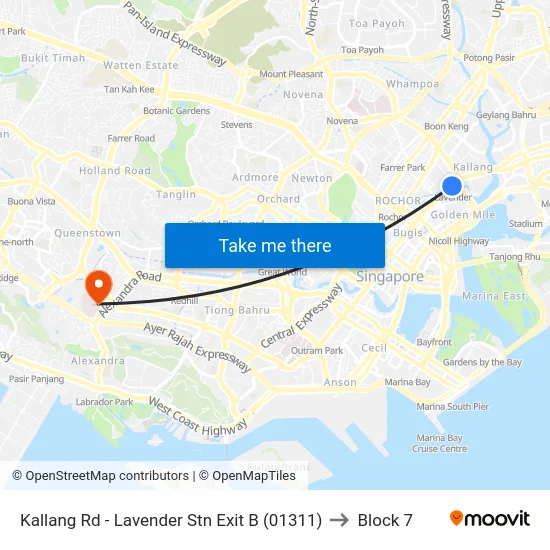 Kallang Rd - Lavender Stn Exit B (01311) to Block 7 map