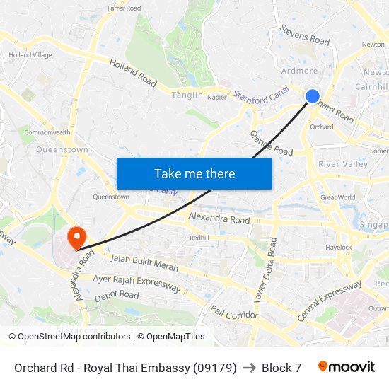 Orchard Rd - Royal Thai Embassy (09179) to Block 7 map