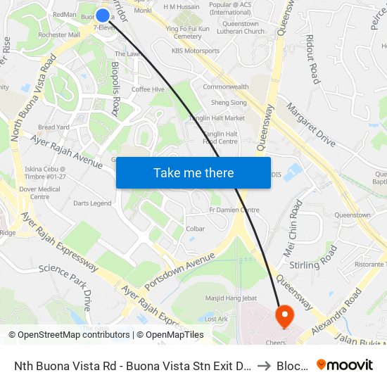 Nth Buona Vista Rd - Buona Vista Stn Exit D (11369) to Block 7 map