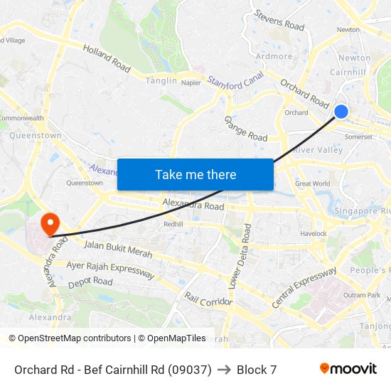 Orchard Rd - Bef Cairnhill Rd (09037) to Block 7 map