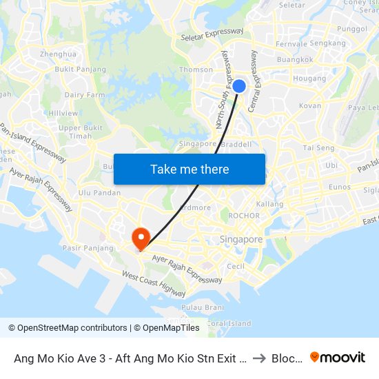 Ang Mo Kio Ave 3 - Aft Ang Mo Kio Stn Exit A (54261) to Block 7 map