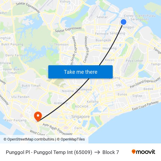 Punggol Pl - Punggol Temp Int (65009) to Block 7 map